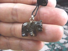 (an-ele-8) Elephant Brown Tiger&#39;s Eye Carving Pendant Necklace Figurine Gemstone - £6.05 GBP