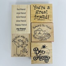 Stampin Up Rubber Stamp Lot of 5: Great Friend, Bee Happy, Thanks So Much, + + - $9.74