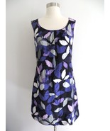 H&amp;M purple floral leaves print sleeveless knee-length shift dress size 6 - £11.61 GBP