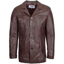 DR112 Men&#39;s Leather Classic Reefer Jacket Brown - £138.45 GBP