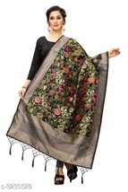 Indian Floral Banarasi Dupatta Zari work /Art Silk Woven Brocade Long  Scarve - £19.66 GBP