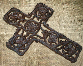 Inspirational Country Cast Iron Cross with Dogwood Blooms  - £14.87 GBP