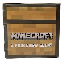 Mojang Minecraft 3 Pack Mens Crew Socks Size 10-13 Novelty BioWorld New - $12.86