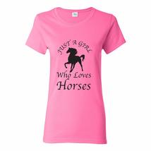 Just a Girl Who Loves Horses - Riding Horse Lover Womens T Shirt - Small - Azale - £19.07 GBP