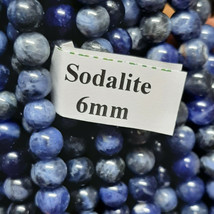 6mm Sodalite Smooth Round Beads 15&quot; - 16&quot; strand  - £5.52 GBP