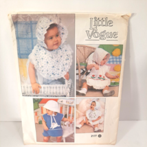 Little Vogue 2177 Toddlers&#39; Bibs &amp; Bonnets Cut  - Rare VINTAGE 80s Pattern - £6.87 GBP