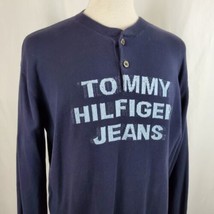 Tommy Hilfiger Jeans Two Button Henley Sweatshirt Navy XL Cotton Spell O... - $23.99