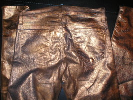  New J Brand Jeans Super Skinny Womens Leather Coated Bronze Metallic 27 28 X 30 - £175.17 GBP