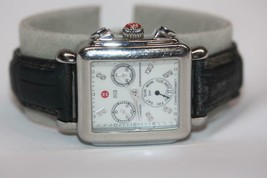 MICHELE DECO Signature Chronograph Mother of Pearl Diamond Dial Watch Bl... - $420.75