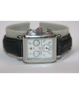 MICHELE DECO Signature Chronograph Mother of Pearl Diamond Dial Watch Bl... - $575.46 CAD