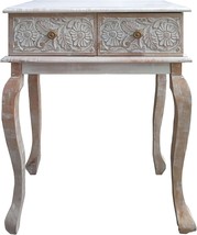 The Urban Port 2-Drawer Mango Wood Console Table With Floral, Brown And White - £77.77 GBP