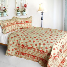 [Amelie] 3PC Vermicelli-Quilted Quilt Set (Full/Queen Size) - £71.13 GBP