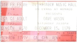 Dave Mason Concert Ticket Stub December 15 1979 Denver Colorado - £18.40 GBP