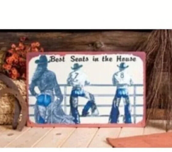 Best Seats in the House Rodeo Tin Sign Cowgirl Cowboys 16 x 10-in NEW - $19.13