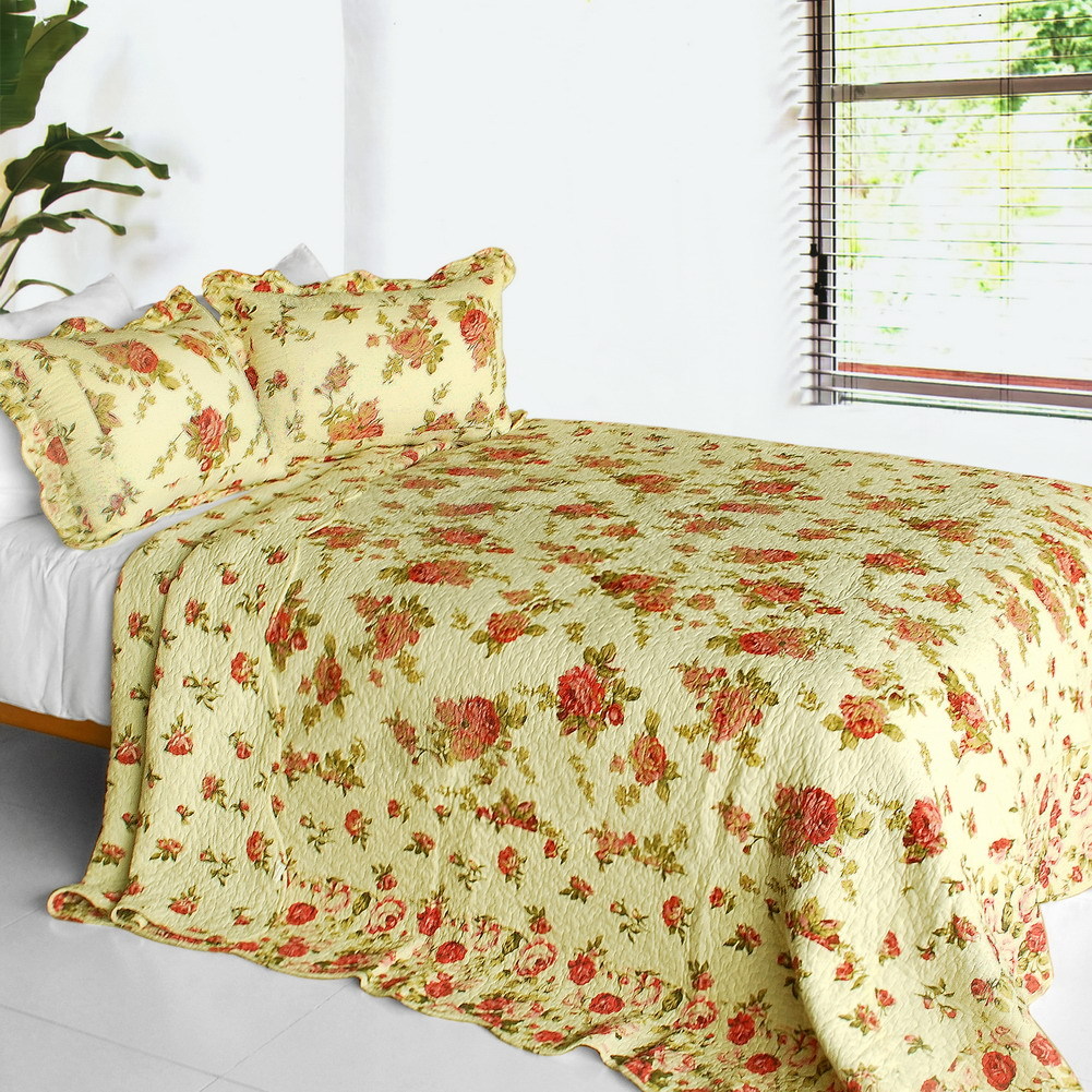 [Beauty of Light] 3PC Vermicelli-Quilted Quilt Set (Full/Queen Size)
