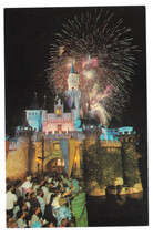 Disneyland Sleeping Beautys Castle Fantasyland Fireworks Night View Vtg Postcard - £5.00 GBP