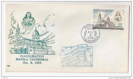 Philippines FDC 1958 Inauguration Manila Cathedral Thermograph Cachet Sc# 646 - $5.95