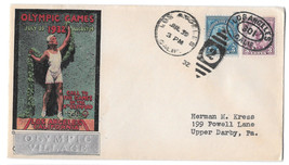 US 1932 Olympics Summer Opening Day Cover Olympic Village Cachet Sc 718 ... - £36.83 GBP