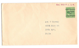 US Prexie Precancel Cover Philadelphia PA Sc# 804 1c Washington - $6.36