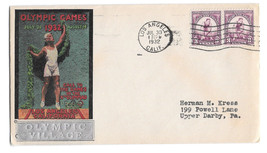 US 1932 Olympic Village Cachet Summer Opening Day Cover Sc 718 3c Pair - £37.80 GBP