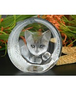 Vintage Mats Jonasson Cat Kitten Crystal Paperweight Sculpture 9176 - Freebie