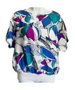 Vintage 80s White Blue Green Abstract Short Sleeve Tee Oversize size S / M - $23.55 CAD