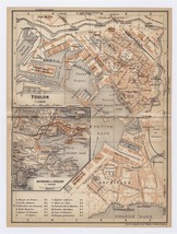 1914 Original Antique City Map Of Toulon / PROVENCE-ALPES-COTE D&#39;azur / France - £16.80 GBP