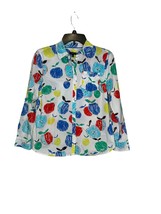 Talbots Women Top Apple Roll Tab Sleeves Cotton Button-Up Colorful Small Petite - £18.57 GBP