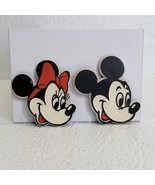 Vintage Disney Mickey &amp; Minnie Mouse Head 2 Rubber Refrigerator Magnets - $10.93