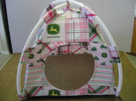 Small Pink John Deere Print Pup Tent Pet Bed for Cats &amp; Dogs or Any Small Pet - £27.97 GBP