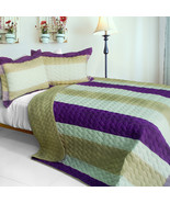 [Waves Of Rays ] 3PC Patchwork Quilt Set (Full/Queen Size) - £79.84 GBP