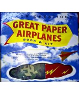GREAT PAPER AIRPLANES KIT INSTRUCTION BOOK &amp; 2 COLORS OF BUNDLED PAPER  - $7.95