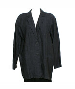 EILEEN FISHER Denim Blue Organic Washed Linen Delave Long Oversized Jack... - $232.97 CAD