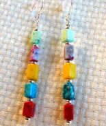 Magnesite Sterling Silver Colorful Earrings - $23.00