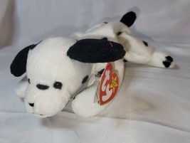 TY Plush Dottie original Beanie baby Spotted puppy dog Dalmatian 1996 Tag 7&quot; - £6.01 GBP