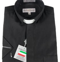 Daniel Ellissa Men Black Clergy Shirt White Tab Short Sleeves Sizes 14.5... - $33.99