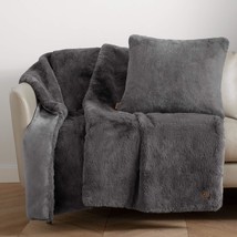 Ugg 16802 Euphoria Plush Faux Fur Reversible Throw Blanket For, Inch, Charcoal - £91.93 GBP