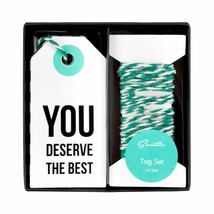 Set of 12 Gift Hang Card Tags &quot; You Deserve The Best &quot; with Braided Twine - £6.51 GBP