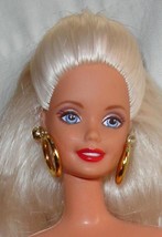 TWo identical nude 1990s Barbie dolls w molded panties hoop earrings crimp hair - £28.14 GBP