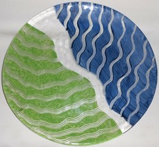 Kosta Boda Art Glass Tonga Pattern 15 1/2&quot; Charger / Platter Hand Painted Sweden - £102.86 GBP