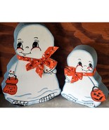 Halloween Trick Or Treater Wooden Ghost Pair Indoor Outdoor Décor Handmade - $16.19 CAD
