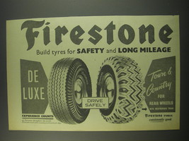 1957 Firestone De Luxe and Town &amp; Country Tires Advertisement - £14.12 GBP