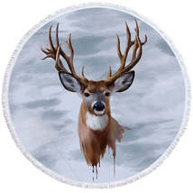Painted Deer Round Beach Towel - $14.90+