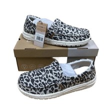 Hey Dude Women&#39;s Misty Woven Cheetah Grey | Womens Slip On Shoes | Size 7 and 9 - £39.95 GBP