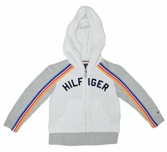 Tommy Hilfiger Girls Zip-Up Hooded Jacket Eyelet Pockets White, Sz M 9697-1 - £40.35 GBP