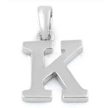 Block Letter K Initial Pendant Necklace Solid 925 Sterling Silver - £12.86 GBP