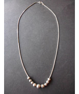Vintage 15&quot; Sterling Silver Chain Necklace With Ball Bead Accents - £15.57 GBP