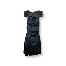 La Femme Womens Formal Gown Dress Blue Satin Off Shoulder Beaded Draped ... - $167.98