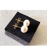 Gold pearl earrings 14k gold natural pearls studs earrings stone queen - $1,711.49 MXN