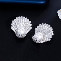 CWWZircons Unique Trendy Design Shell Shaped White Cubic Zircon Big  Earrings fo - £16.42 GBP